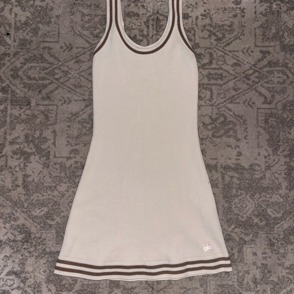 ALO Yoga Cream and Brown Mini Dress